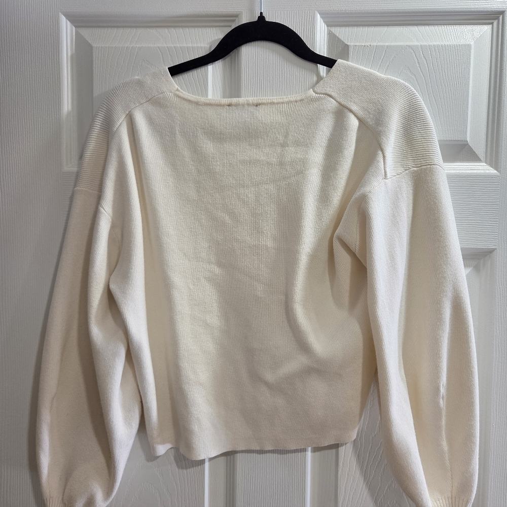 Dynamite Off-White V-Neck Sweater - Picture 3 of 4